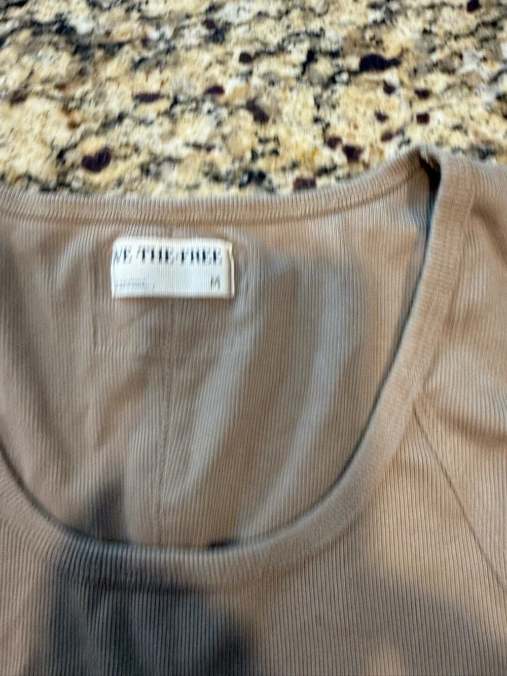 We The Free Ribbed Scoop Tank in Taupe - Picture 2 of 3